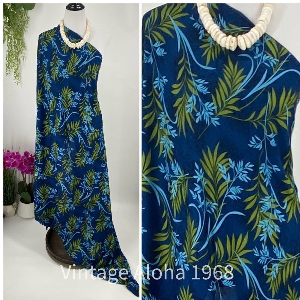 Blue/Green Floral SARONG Pareo Lavalava Beach Wrap Skirt Summer Scarf